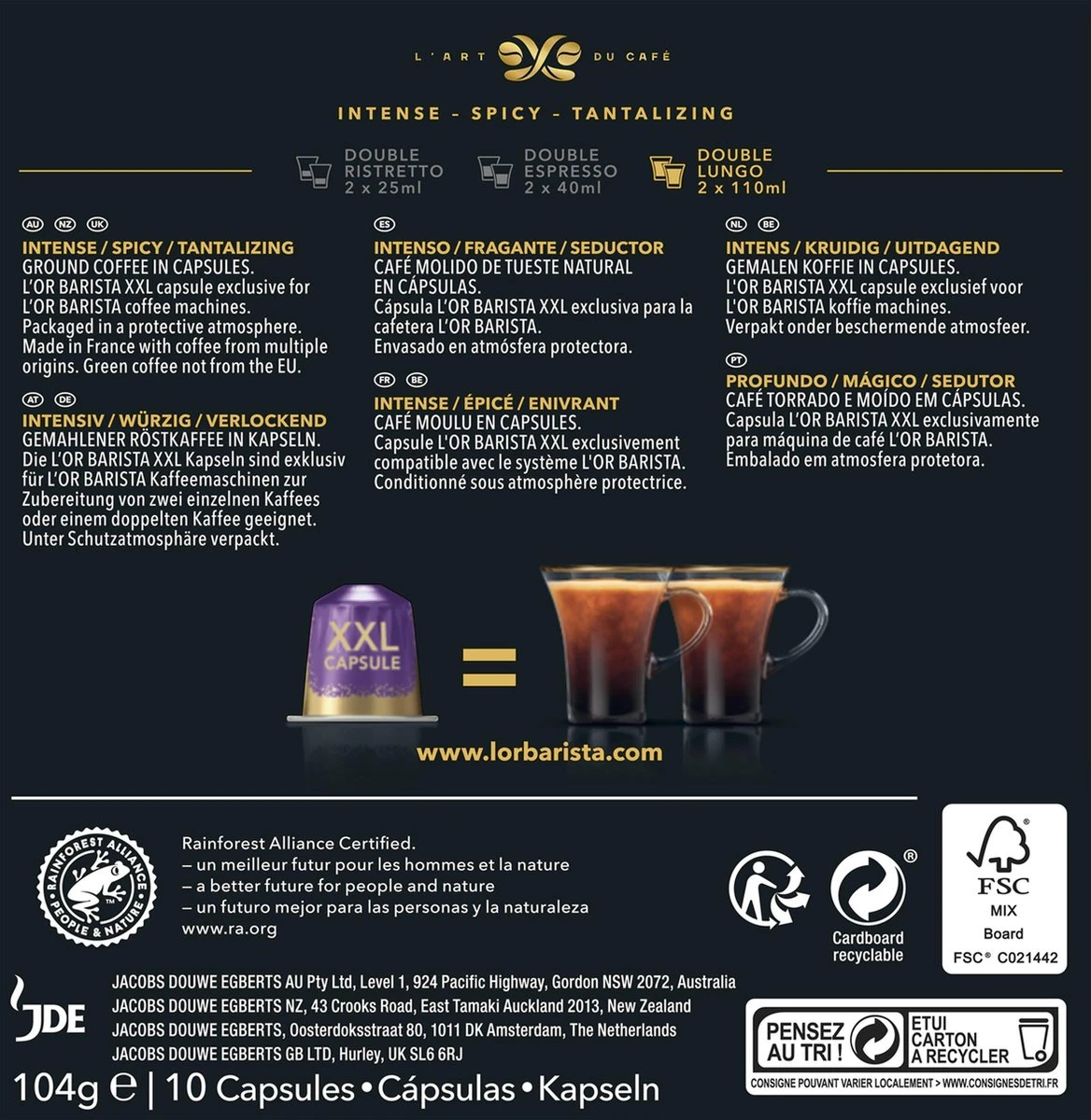 L'OR BARISTA XXL Lungo Profondo (8) - 5 X 10 Koffiecups - Afbeelding 2