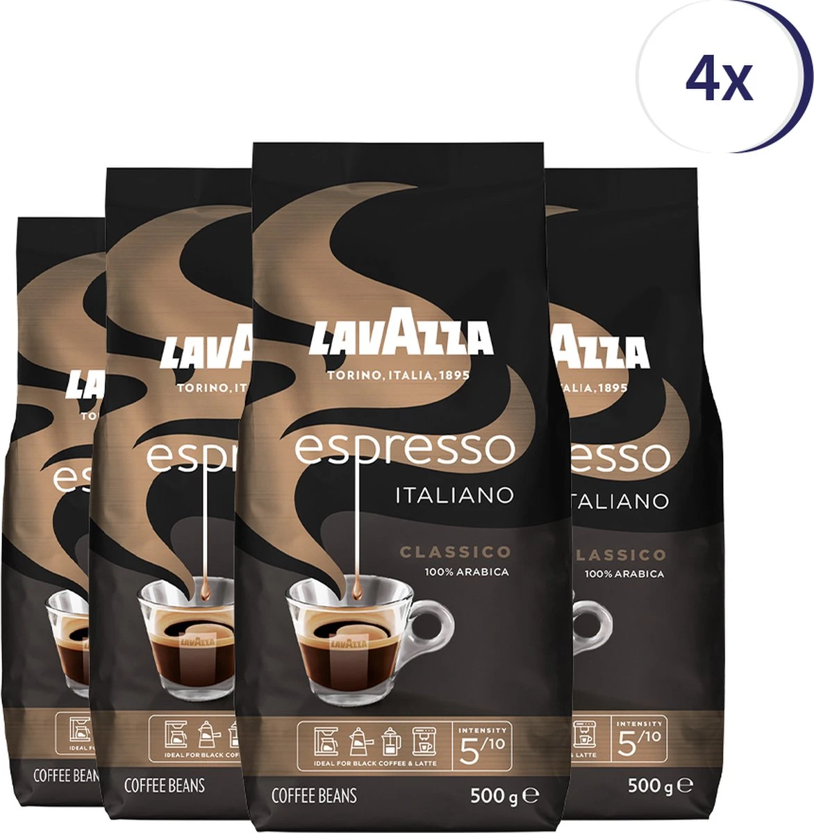 Lavazza Espresso Italiano Classico Koffiebonen - 500 Gram X4