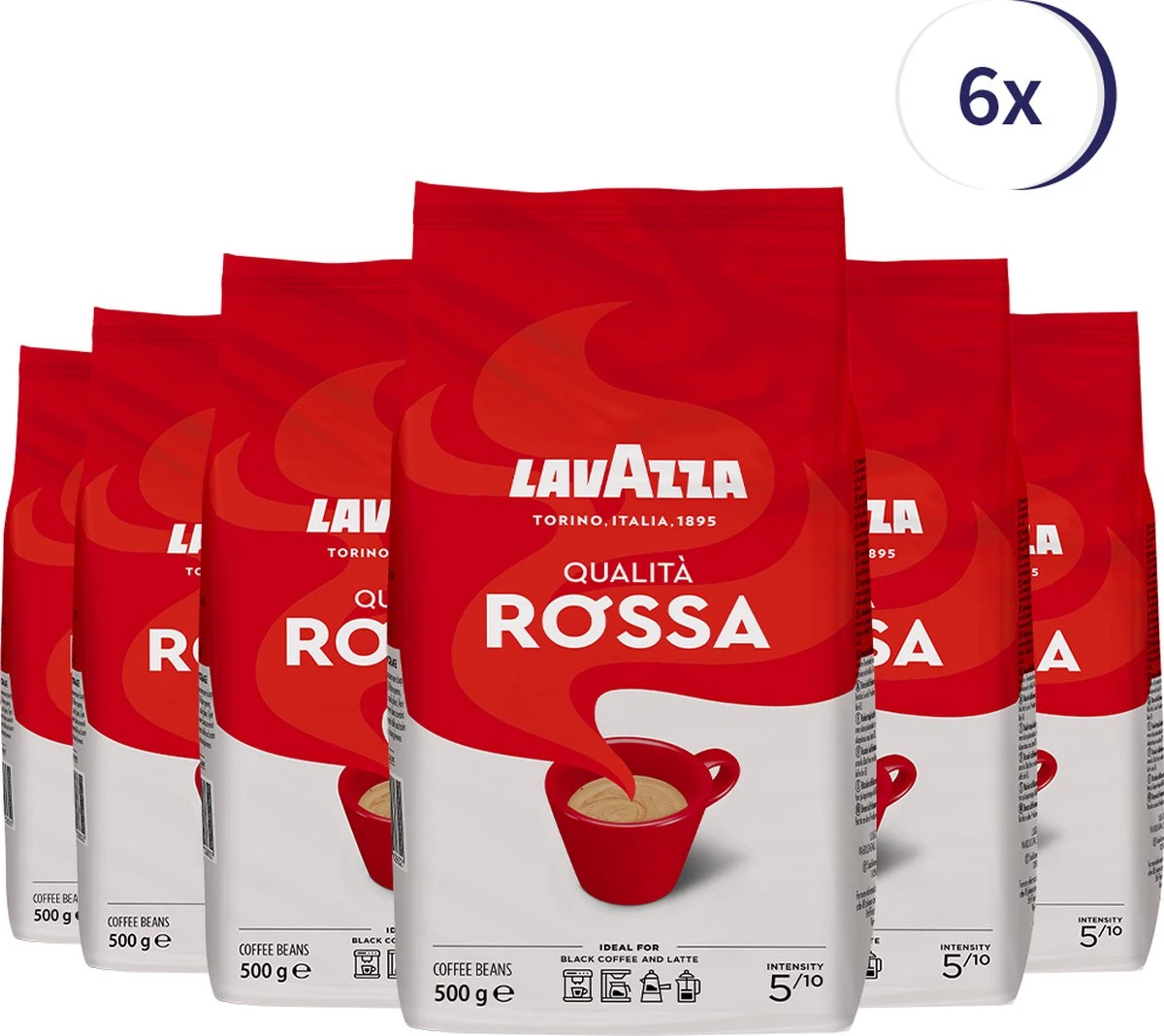 Lavazza Qualita Rossa Koffiebonen - 500 Gram X6