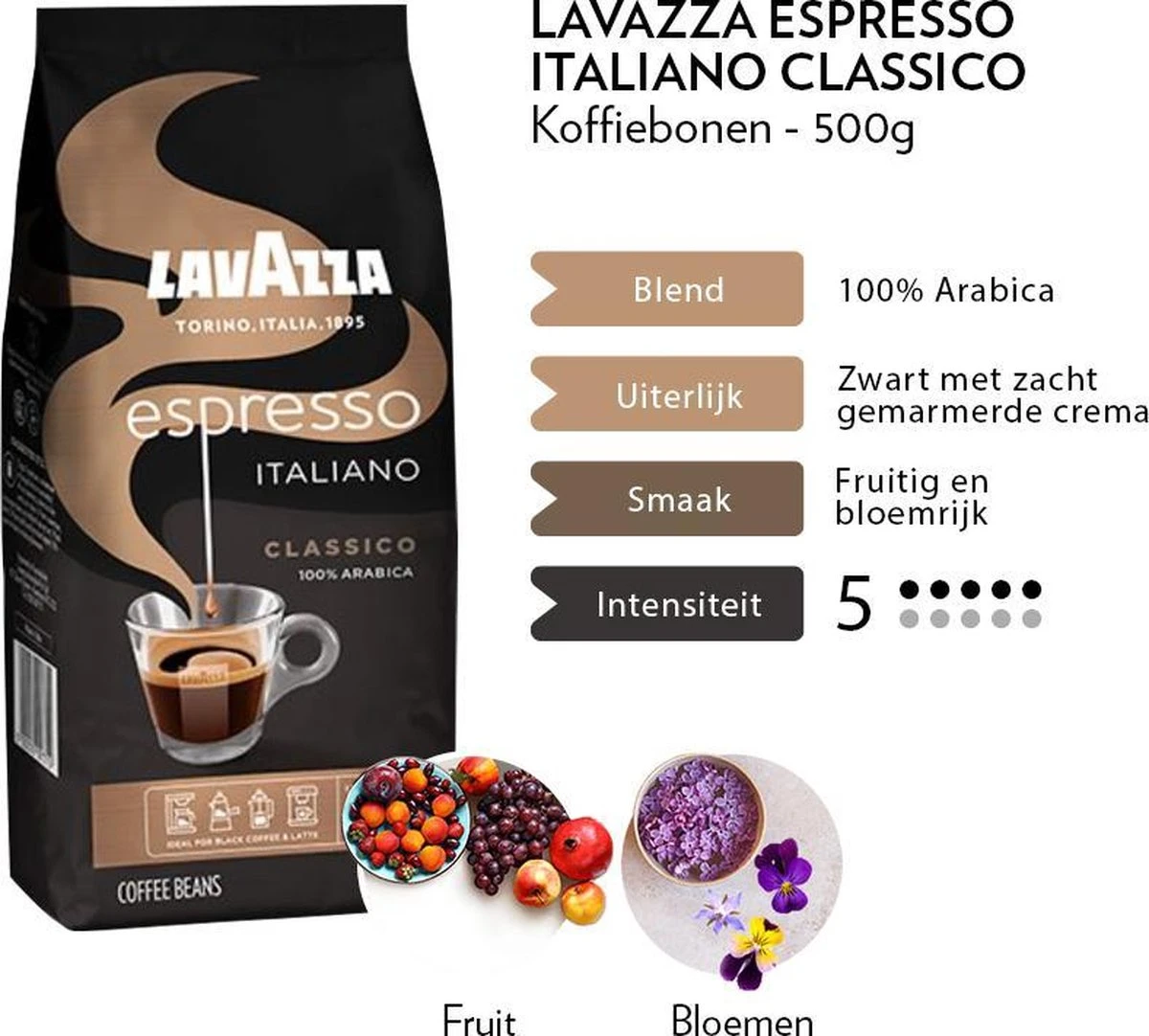 Lavazza Espresso Italiano Classico Koffiebonen - 500 Gram X6 - Afbeelding 3