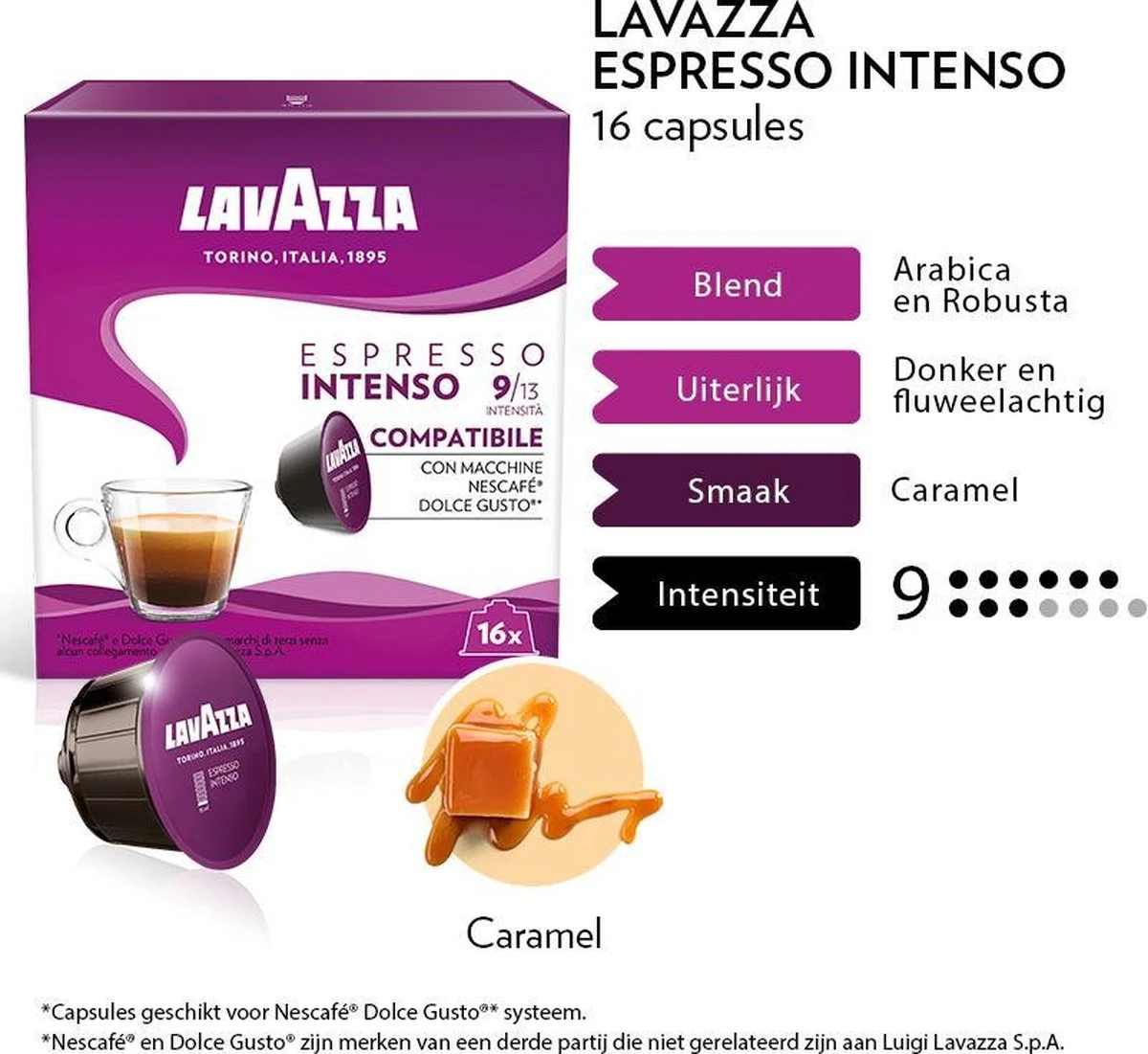 Lavazza Espresso Intenso Capsules - Geschikt Voor Dolce Gusto Apparaat - 6 X 16 Stuks - Afbeelding 2