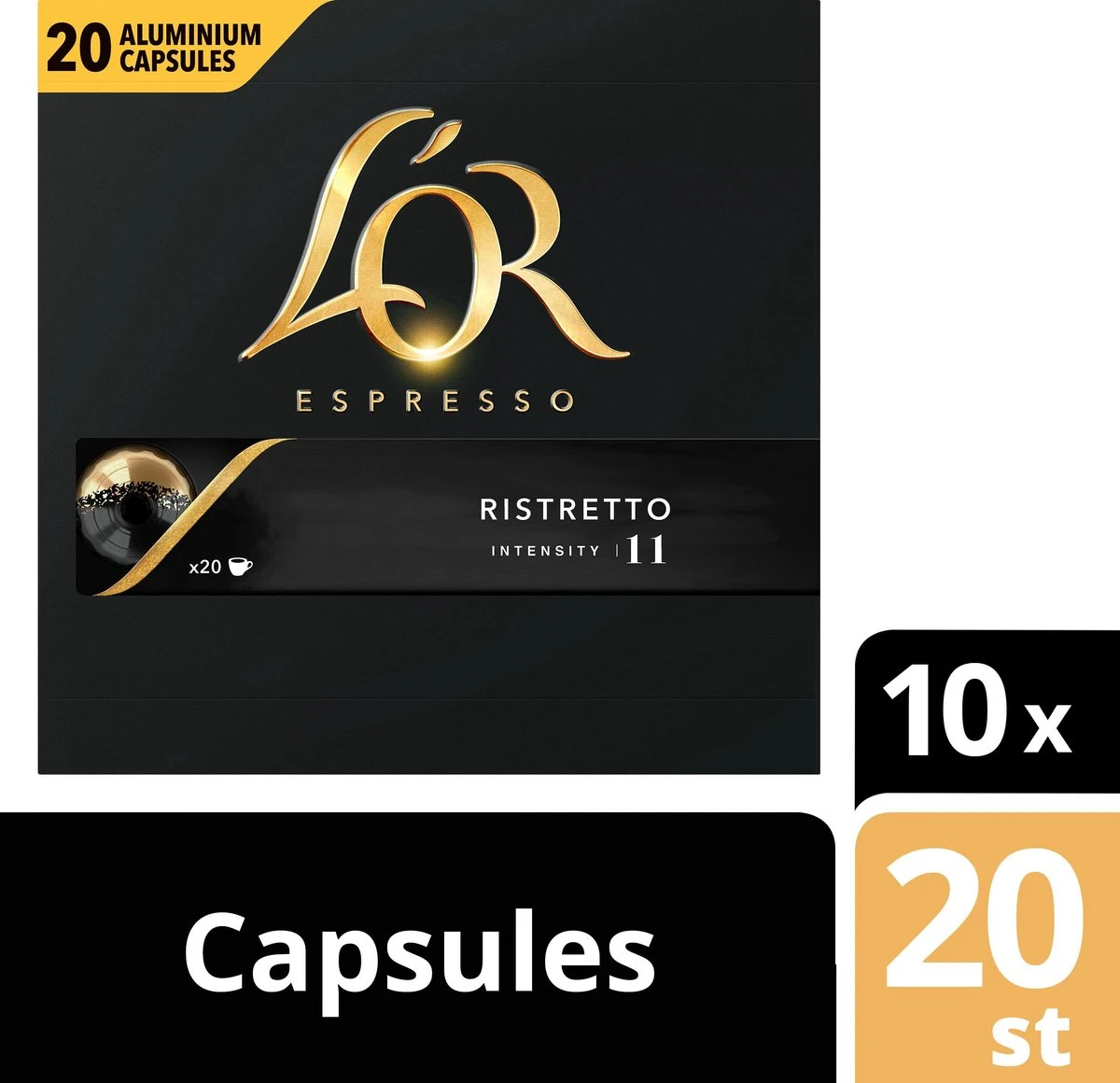 L'OR Espresso Ristretto Koffiecups - Intensiteit 11/12 - 10 X 20 Capsules - Afbeelding 2