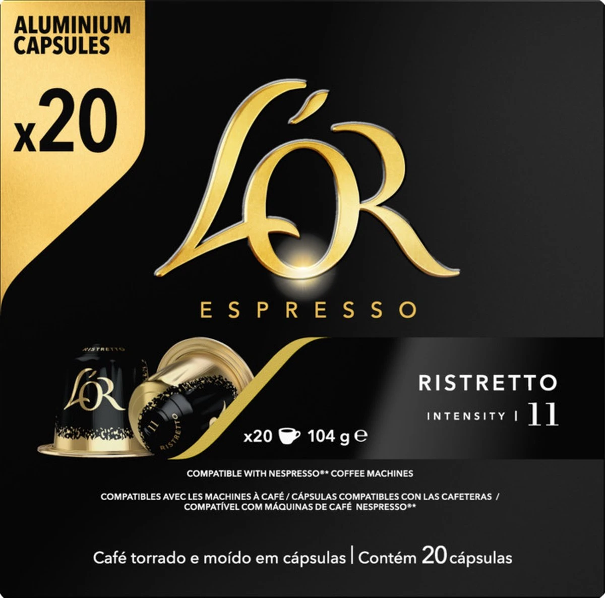 Koffiecups Douwe Egberts L'OR Espresso Ristretto - 20 Cups - Koffie Smaaksterkte 11