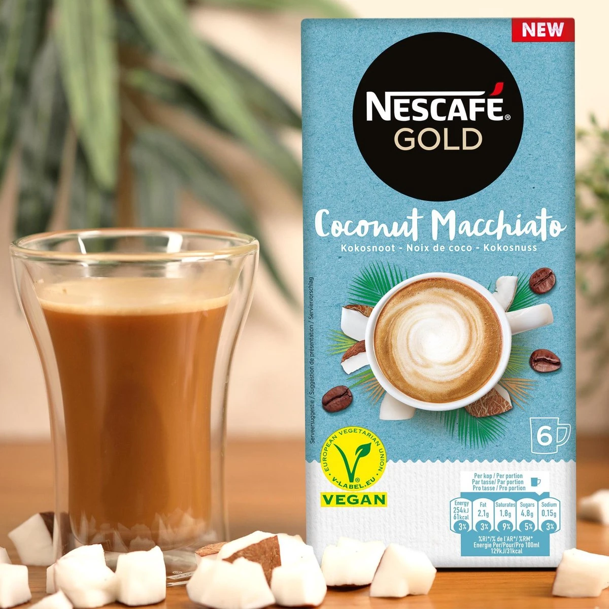 Nescafé Gold Coconut Macchiato Oploskoffie - 6 Doosjes à 6 Zakjes - Afbeelding 5