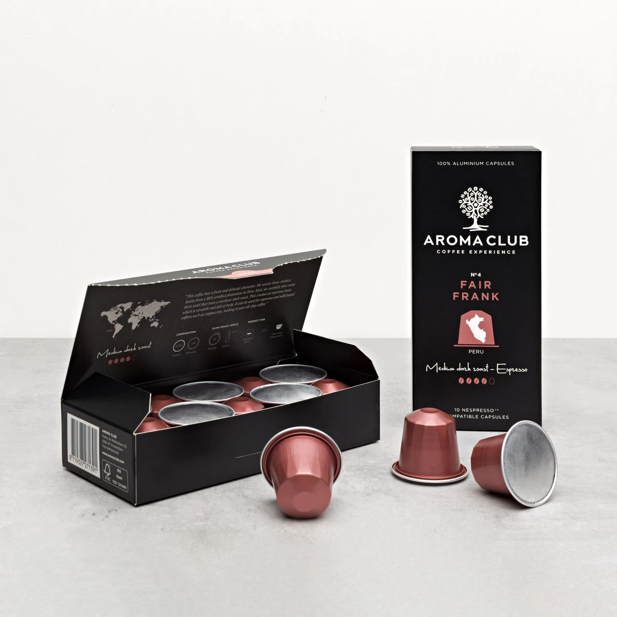 Aroma Club - Nespresso Compatible Capsules (120 St.) - No. 4 Fair Frank - Intensiteit 4/5 - Espresso - 100% Aluminium Koffiecups - Afbeelding 2
