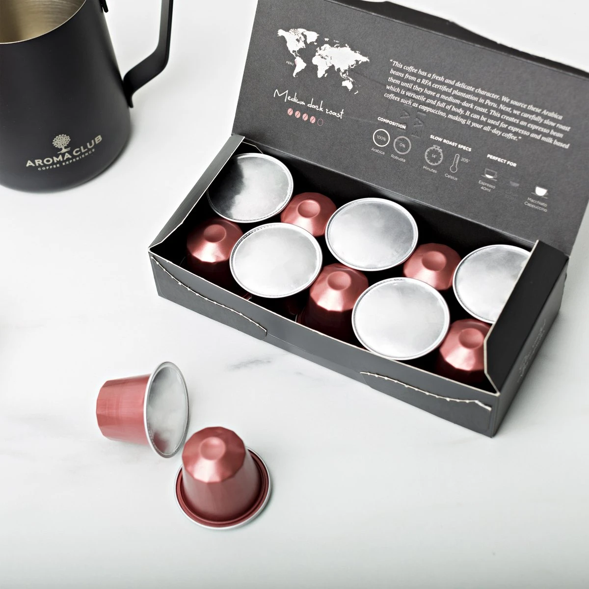 Aroma Club - Nespresso Compatible Capsules (120 St.) - No. 4 Fair Frank - Intensiteit 4/5 - Espresso - 100% Aluminium Koffiecups - Afbeelding 3