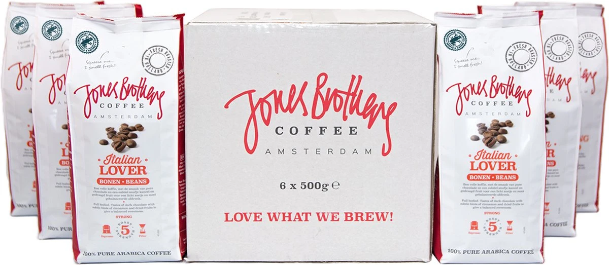 Jones Brothers Coffee Koffiebonen Italian Lover – 6 X 500 Gram - Afbeelding 2