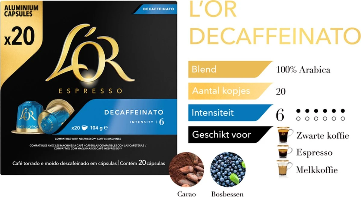 L'OR Espresso Decaffeinato (6) - 10 X 20 Koffiecups - Afbeelding 5