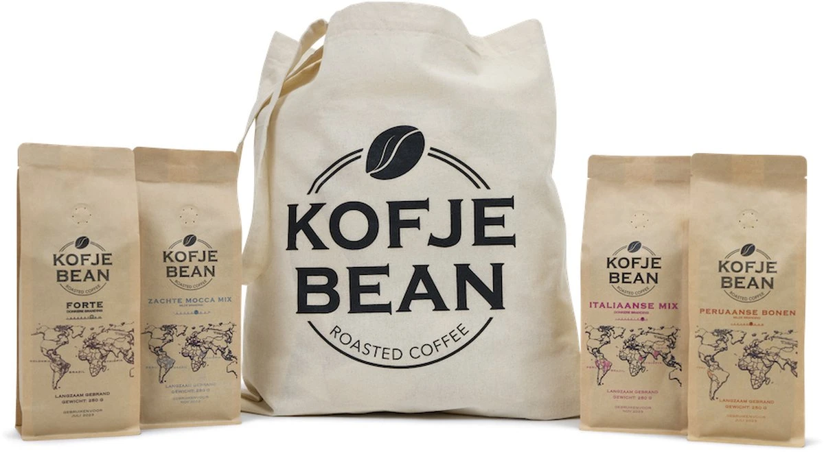Kofjebean - 'proef Alle Koffiebonen' Pakket - 4 X 250 Gram Koffiebonen
