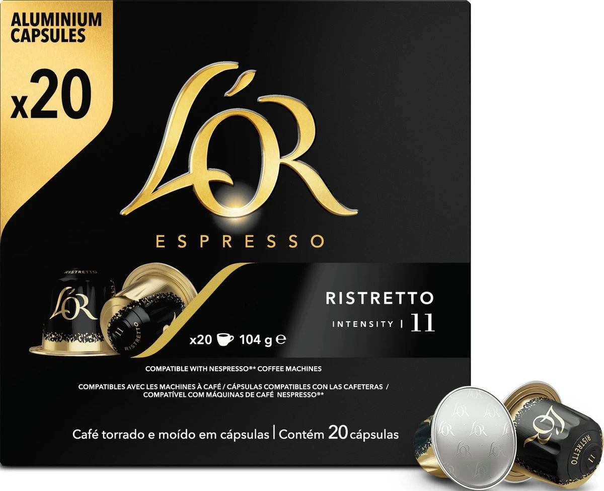 L'OR Espresso Ristretto Koffiecups - Intensiteit 11/12 - 10 X 20 Capsules - Afbeelding 4