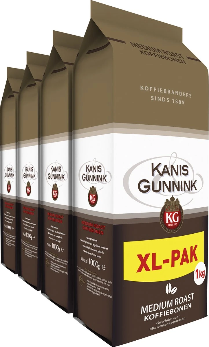 Kanis & Gunnink Medium Roast Koffiebonen - 4 X 1000 Gram - Voordeelverpakking