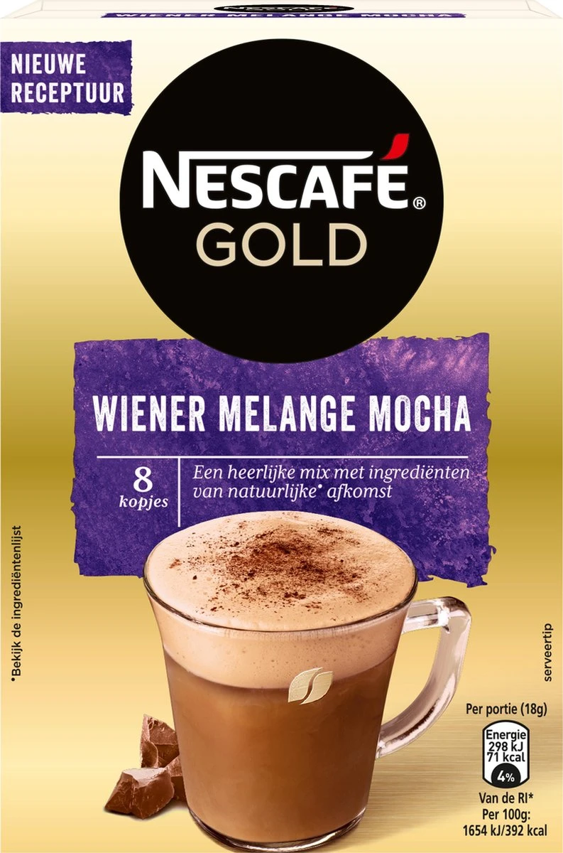 Nescafé Gold Wiener Melange Mocha Oploskoffie - 6 Doosjes à 8 Zakjes - Afbeelding 2