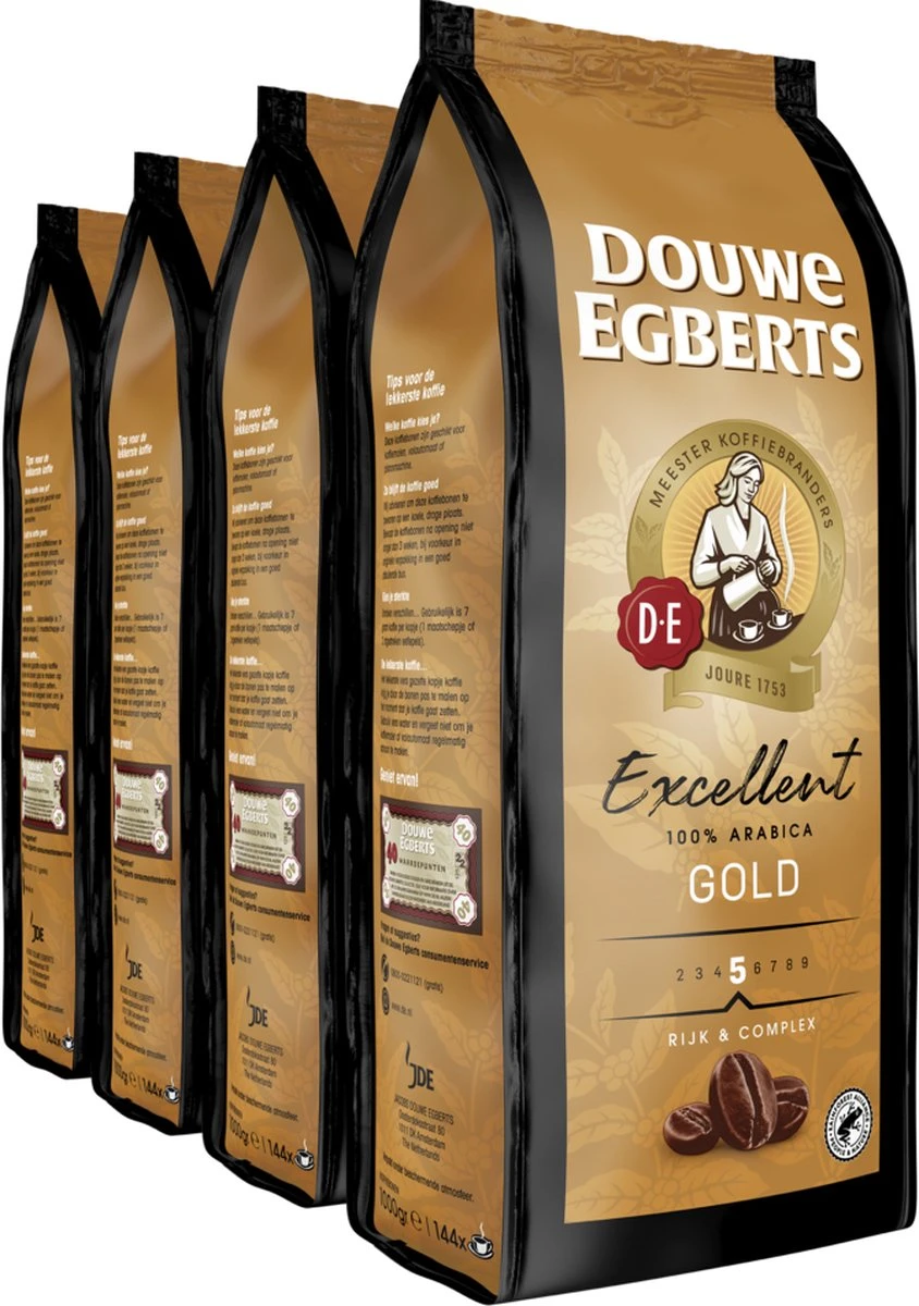 Douwe Egberts Excellent Gold Koffiebonen - 5/9 Intensiteit - 4 X 1kg - Afbeelding 6