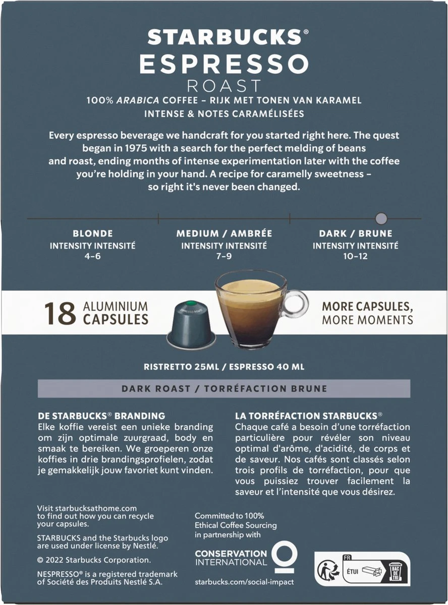 Starbucks By Nespresso Capsules Espresso Roast - 7 Doosjes à 18 Koffiecups - Afbeelding 2